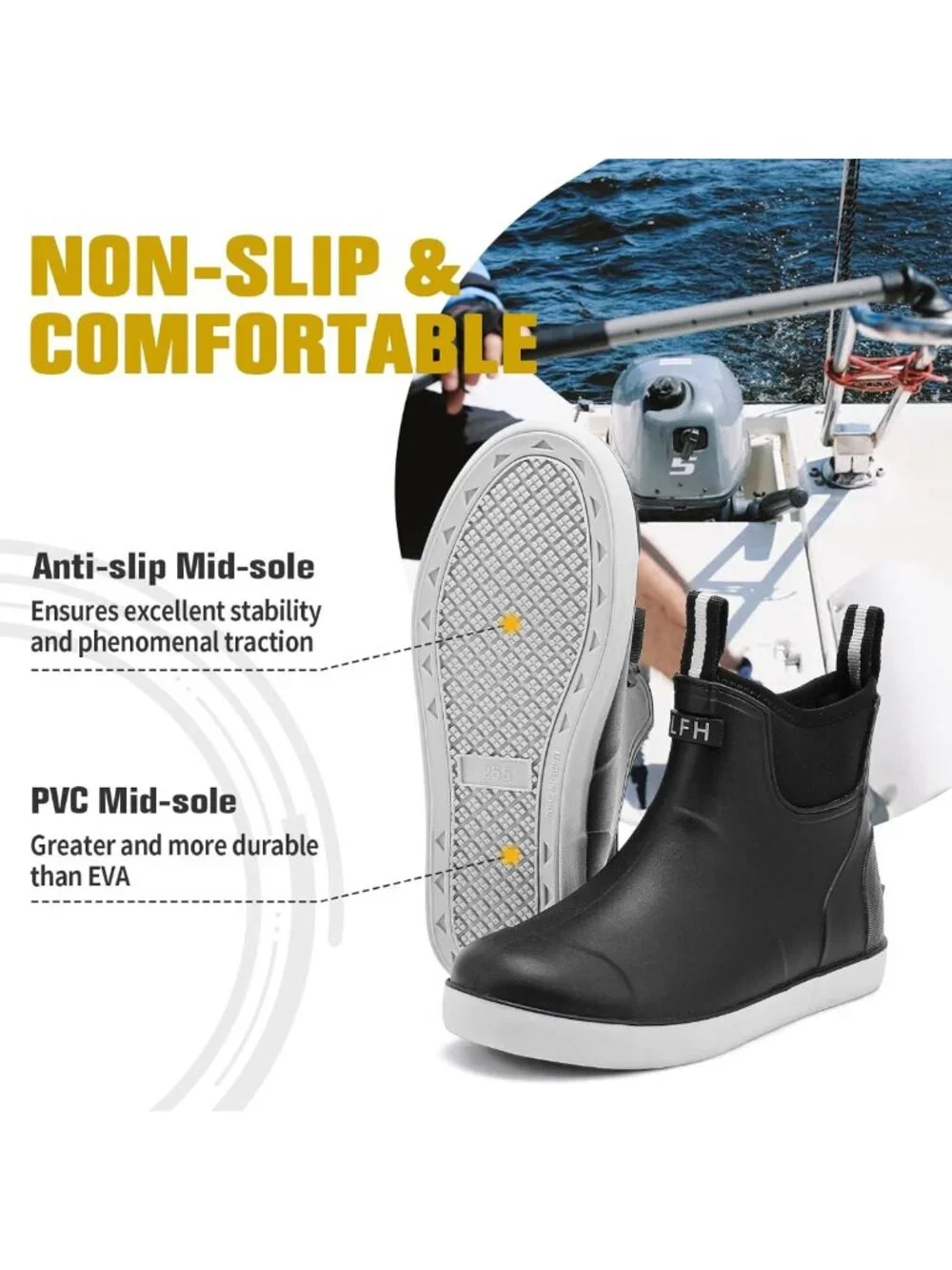 Waterproof Men's Ankle Deck Boots - Anti-Slip Rain & Fishing Shoes for Outdoors